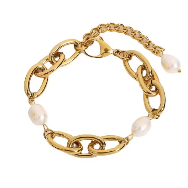 Pulsera acero con perlas 
