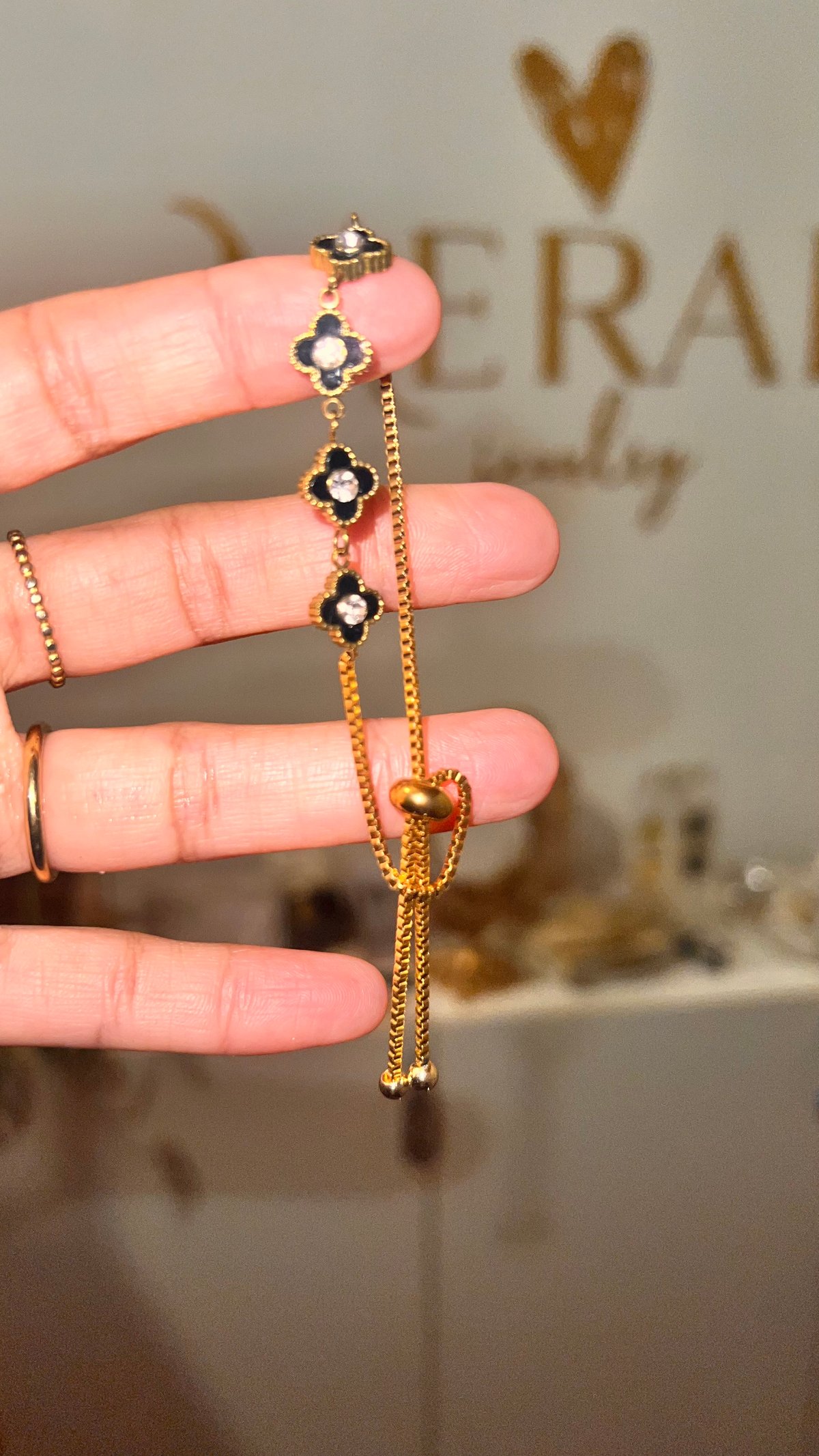 Pulsera ajustable clover acero  - 2