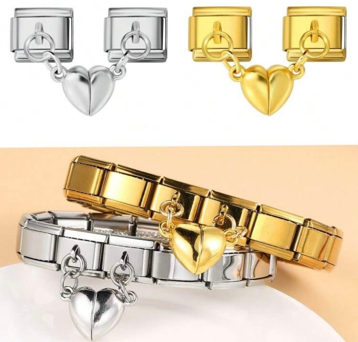 Charms doble pulsera italiana con imán  - 2