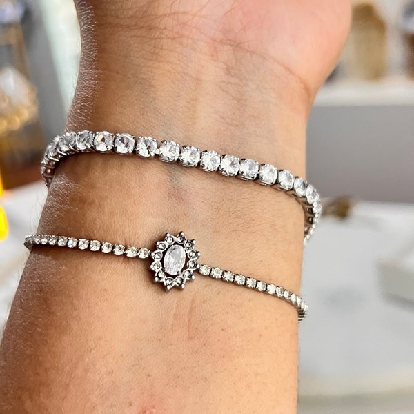 Pulsera tenis plateada 