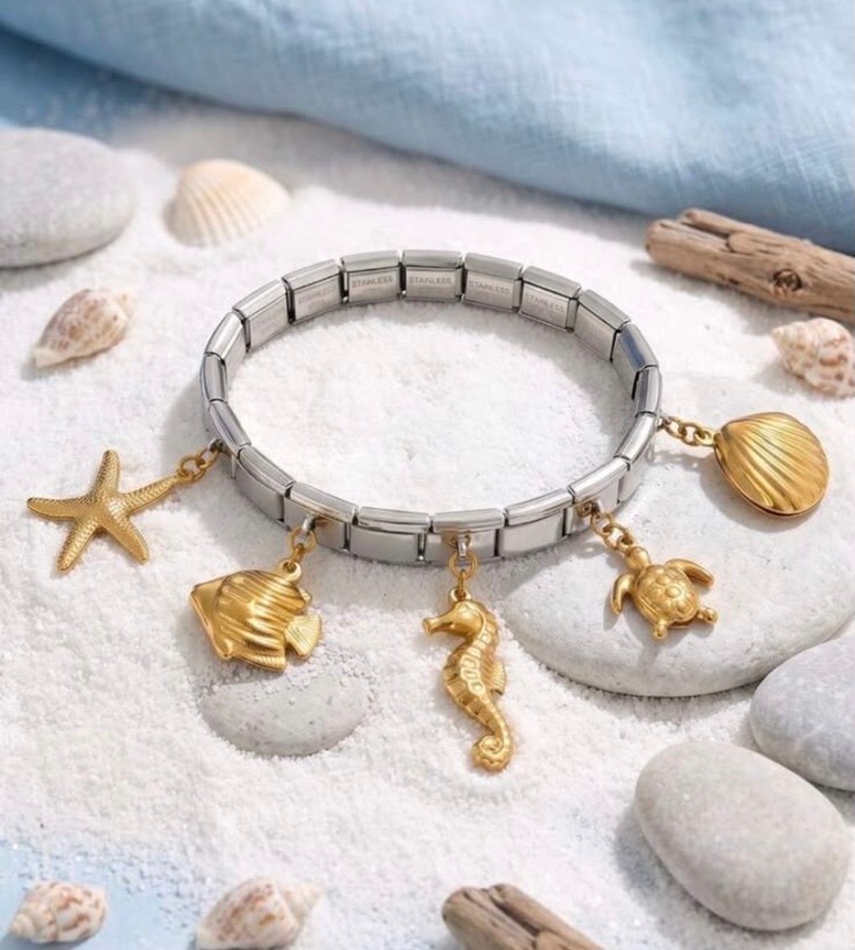 Pulsera italiana combinada con charms  - 2