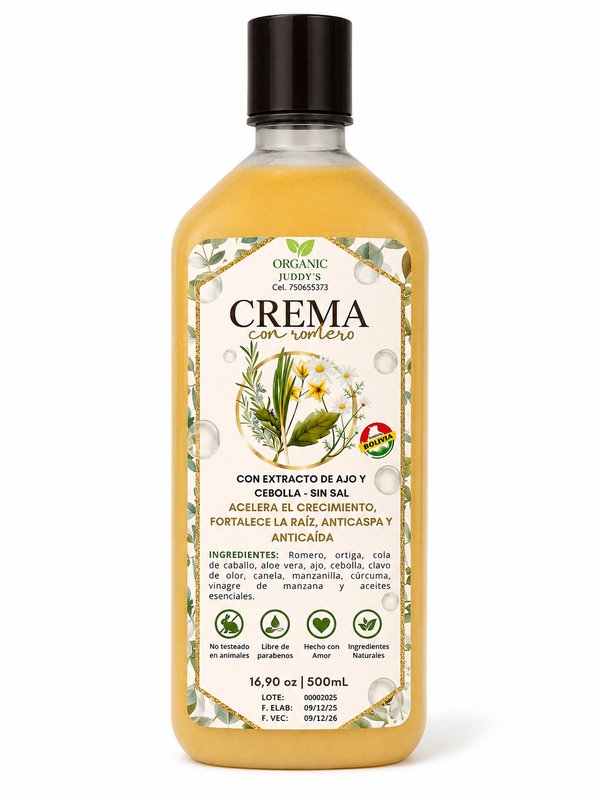 Organic Juddy's – Crema con Romero (con extracto de ajo y cebolla - Sin sal)
