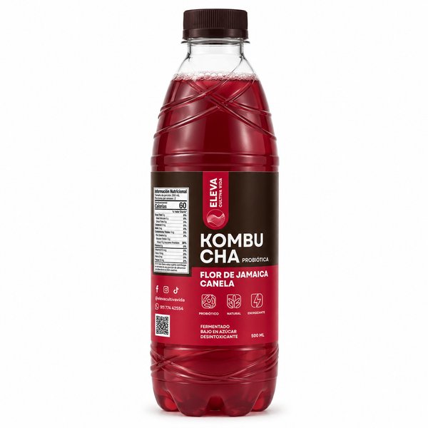 ELEVA CULTIVA VIDA – KOMBUCHA PROBIÓTICA (Sabor: FLOR DE JAMAICA CANELA)
