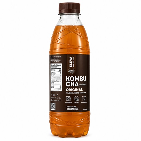 ELEVA CULTIVA VIDA – KOMBUCHA PROBIÓTICA (ORIGINAL - TÉ VERDE Y NEGRO ORGÁNICO)
