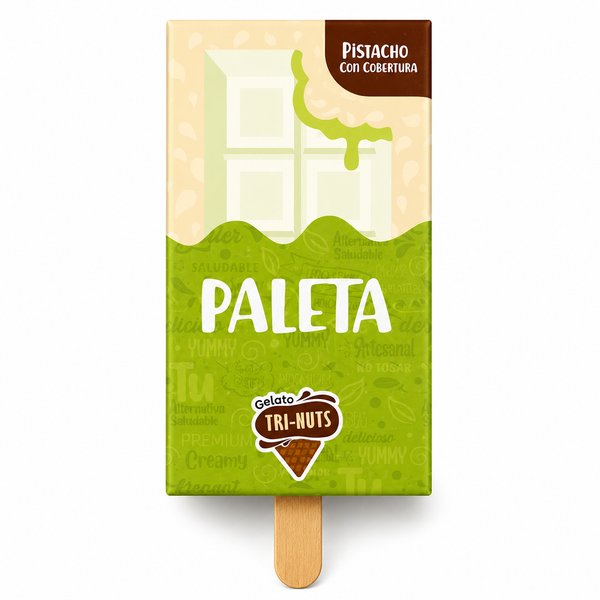 Gelato TRI-NUTS – PALETA (sabor Pistacho Con Cobertura)