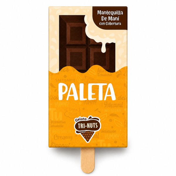 Gelato TRI-NUTS – PALETA (sabor Mantequilla De Maní con Cobertura)