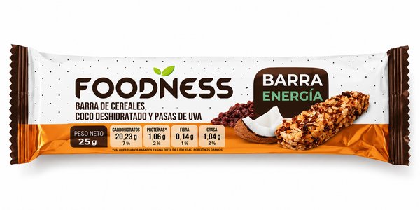 FOODNESS – BARRA ENERGÍA (Barra de cereales, coco deshidratado y pasas de uva)