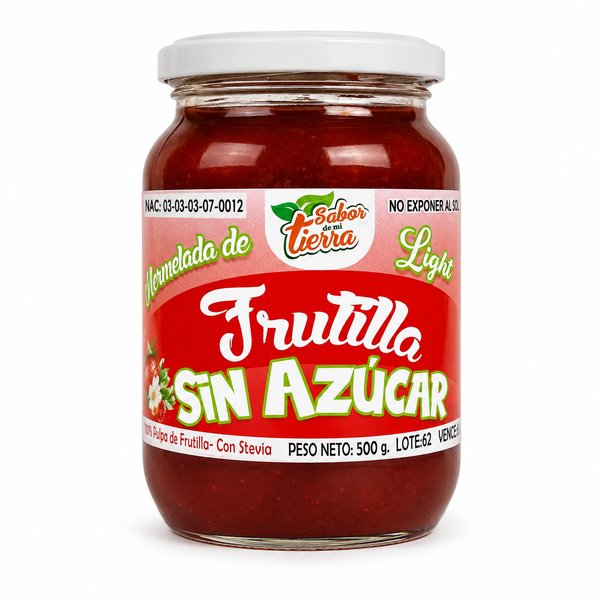 Sabor de mi Tierra – Mermelada de Frutilla SIN AZÚCAR (Light, 100% Pulpa de Frutilla con Stevia)