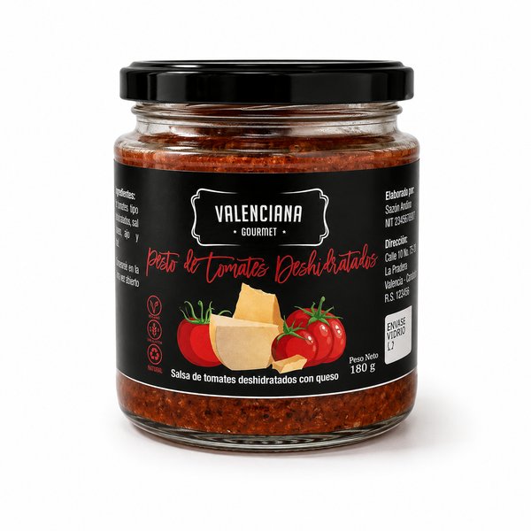 VALENCIANA GOURMET – Pesto de Tomates Deshidratados (Salsa de tomates deshidratados con queso)