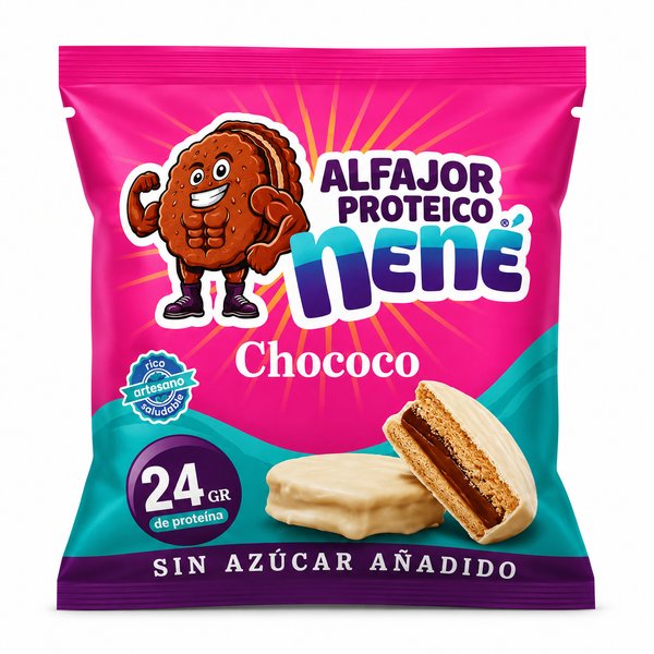 Nene – ALFAJOR PROTEICO Chococo (Sin azúcar añadido, rico artesano saludable)