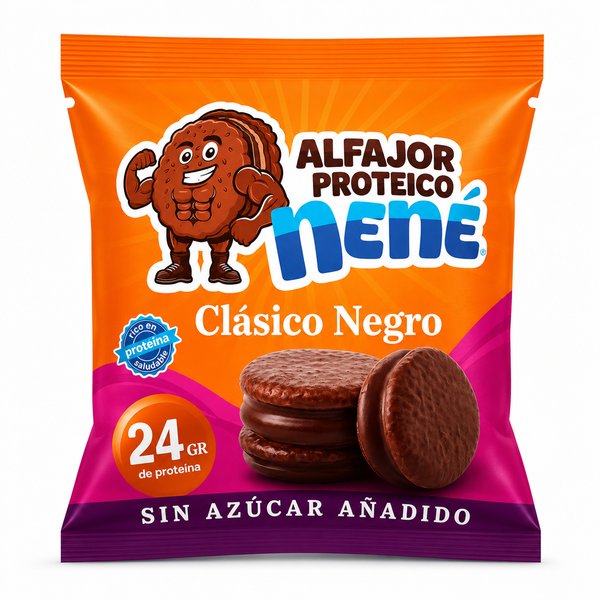 Nene – ALFAJOR PROTEICO Clásico Negro (Sin azúcar añadido, rico en proteína saludable)