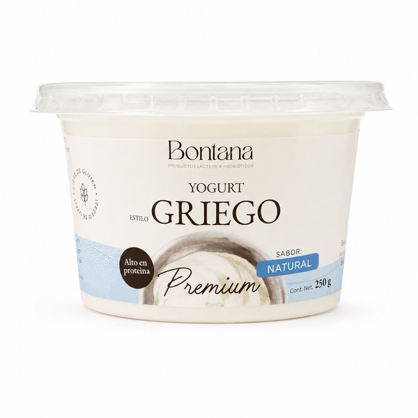 Bontana – YOGURT ESTILO GRIEGO Premium (Sabor Natural, Alto en proteína, Libre de gluten)