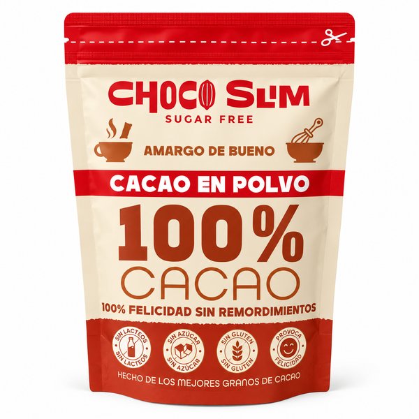 CHOCO SLIM SUGAR FREE – CACAO EN POLVO 100% CACAO (200GR)