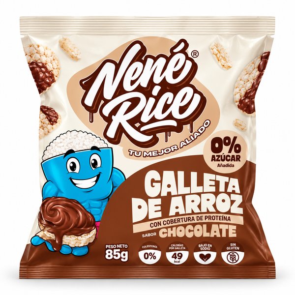 Nenė Rice – GALLETA DE ARROZ CON COBERTURA DE PROTEÍNA SABOR CHOCOLATE