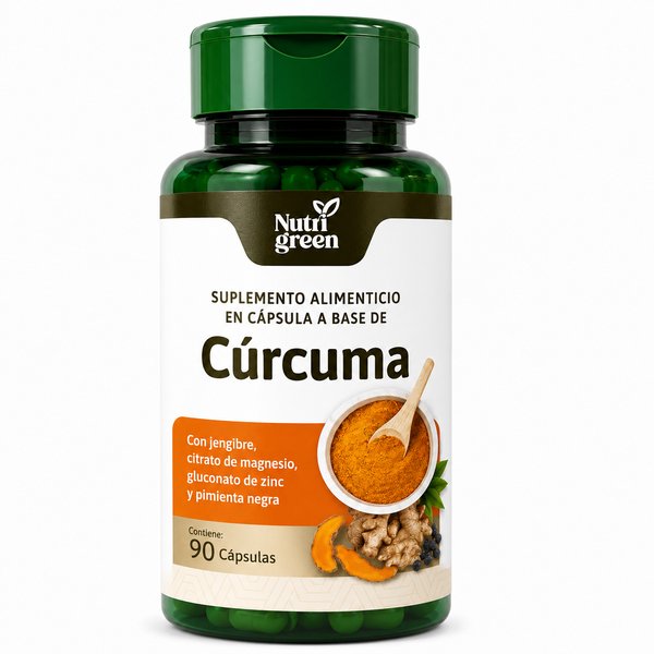 Nutri Green – Cúrcuma (con jengibre, citrato de magnesio, gluconato de zinc y pimienta negra)
