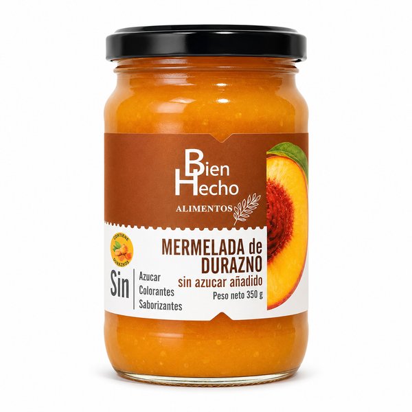 Bien Hecho Alimentos – Mermelada de Durazno (Sin azúcar añadido)