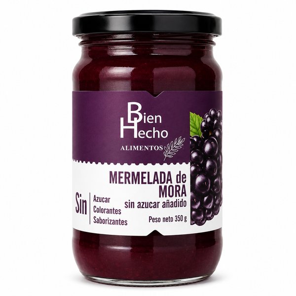 Bien Hecho Alimentos – Mermelada de Mora (Sin azúcar añadido)