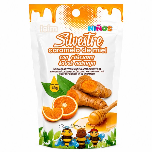 Silvestre Niños (Leim) – Caramelo de miel con cúrcuma sabor naranja