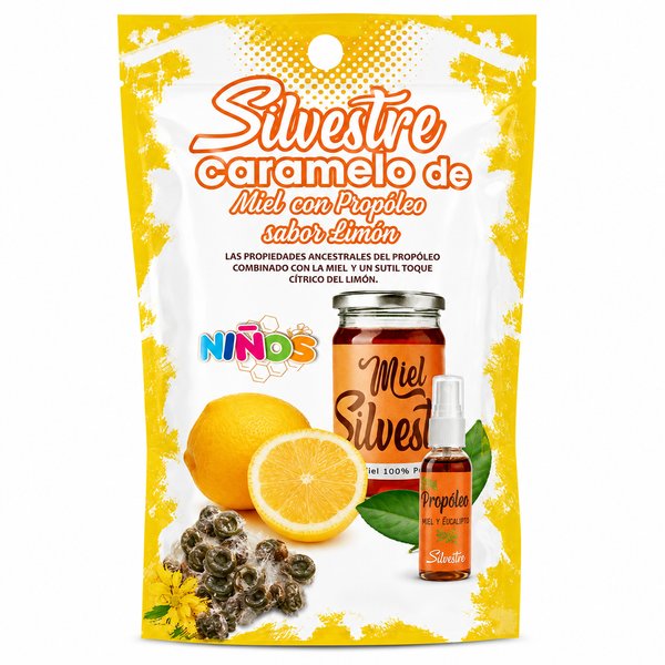 Silvestre Niños – Caramelo de Miel con Propóleo sabor Limón