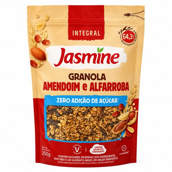Jasmine – Granola Integral Amendoim e Alfarroba (Zero Adição de Açúcar)