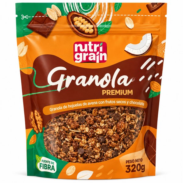 Nutri Grain – Granola Premium (Granola de hojuelas de avena con frutos secos y chocolate)