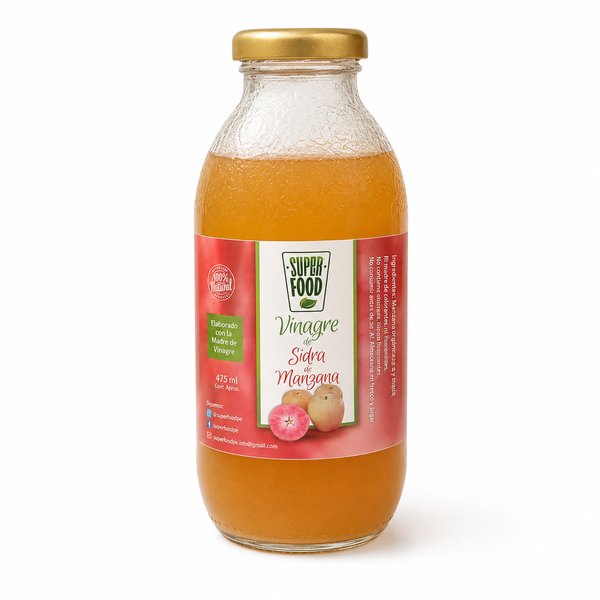 Super Food – Vinagre de Sidra de Manzana (100% Natural - Elaborado con la Madre de Vinagre)