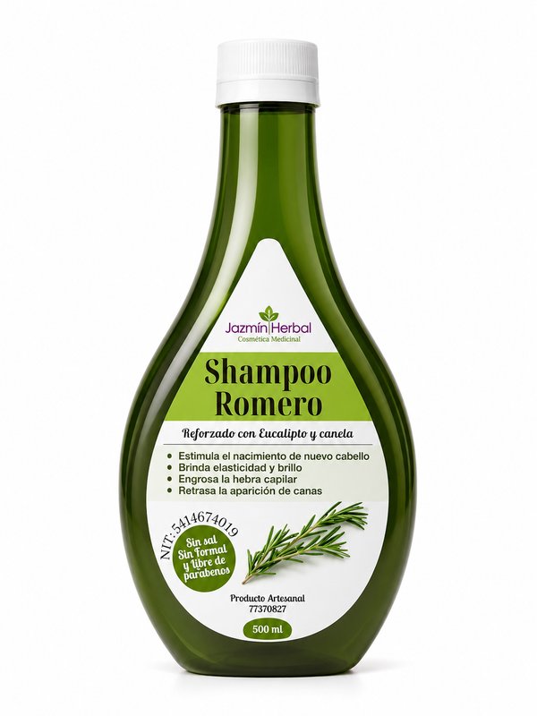 Jazmín Herbal Cosmética Medicinal – Shampoo Romero (Reforzado con Eucalipto y canela)