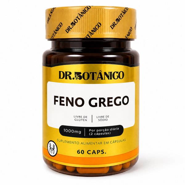 : Dr. Botânico – Feno Grego (Livre de Glúten - Livre de Sódio - 1000 mg por porção diária de 2 cápsulas)
