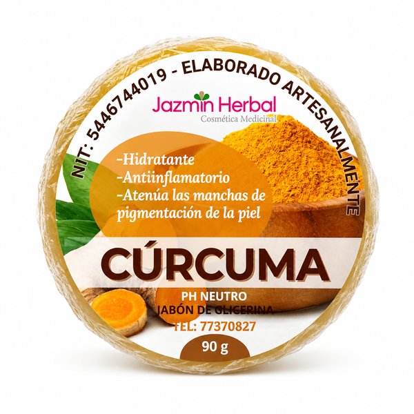Jazmin Herbal – Cúrcuma (Jabón de Glicerina - pH Neutro - Elaborado Artesanalmente)