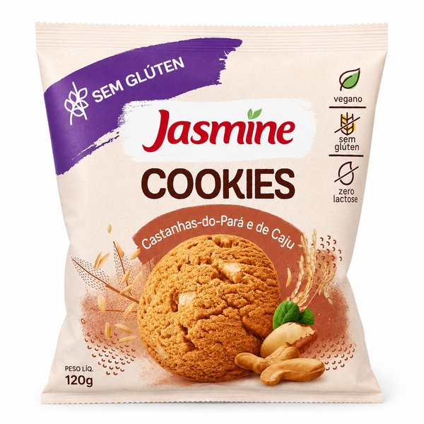 Jasmine Sem Glúten – Cookies Castanhas-do-Pará e de Caju (Vegano, Sem Glúten, Zero Lactose)