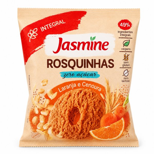 Jasmine Integral – Rosquinhas Laranja e Cenoura (Zero Açúcar, Vegano, Sem Glúten, Zero Lactose)