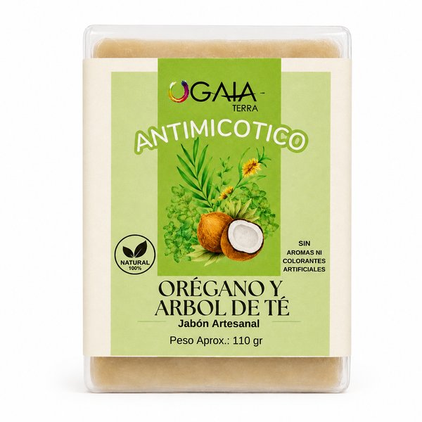 GAIA TERRA – Jabón Artesanal Antimicótico de Orégano y Árbol de Té