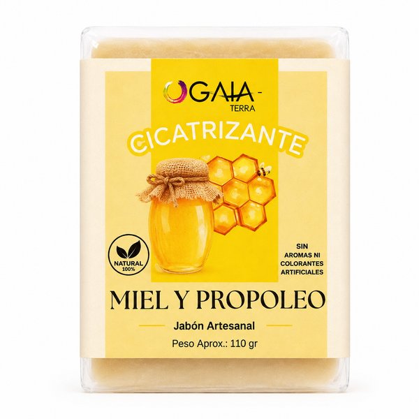 GAIA TERRA – Jabón Artesanal Cicatrizante de Miel y Propóleo