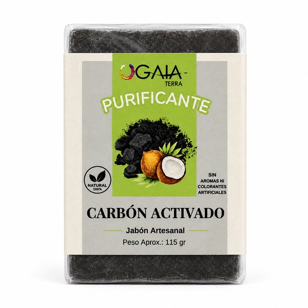GAIA TERRA – Jabón Artesanal Purificante de Carbón Activado