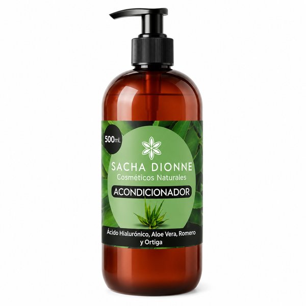 SACHA DIONNE Cosméticos Naturales – ACONDICIONADOR (Ácido Hialurónico, Aloe Vera, Romero y Ortiga)
