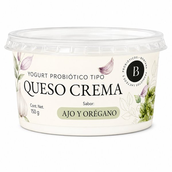 Bontana – YOGURT PROBIÓTICO TIPO QUESO CREMA (Sabor: AJO Y ORÉGANO)