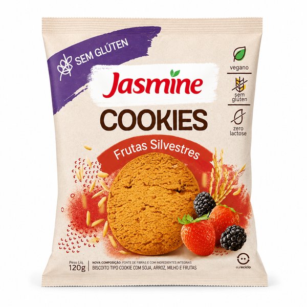Jasmine Sem Glúten – Cookies Frutas Silvestres (Vegano, Sem Glúten, Zero Lactose)