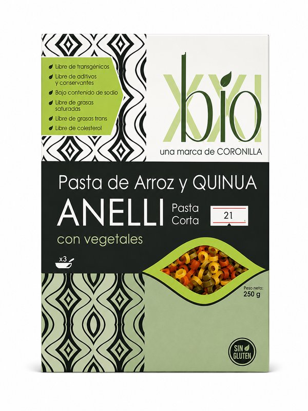 Pasta de arroz y quinua anelli con vegetales (Bio XXI) - Sin gluten