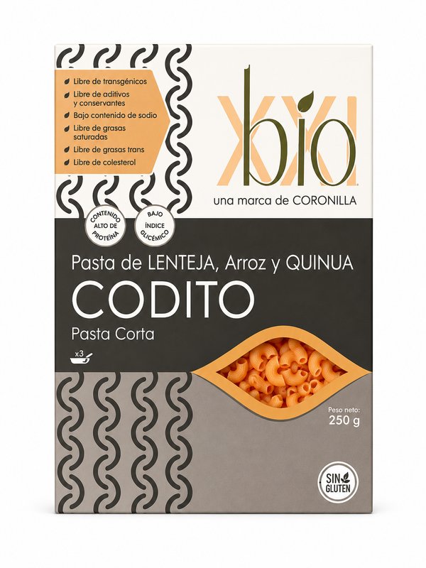 Pasta de lenteja, arroz y quinua codito (Bio XXI) - Sin gluten