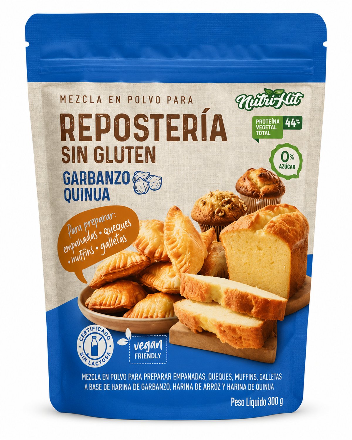 Premezcla repostera de Garbanzo y Quinoa 750g Nutrihit