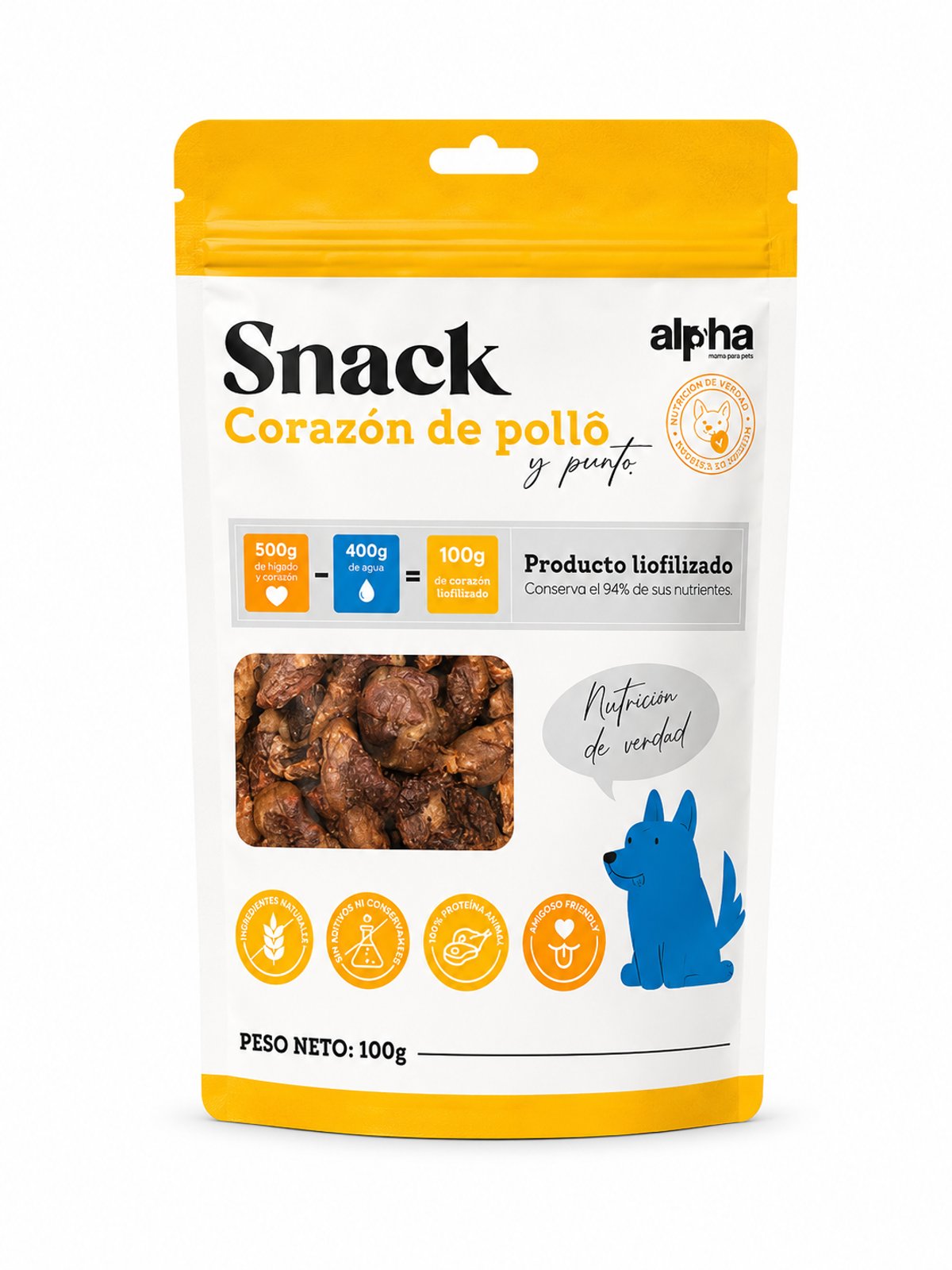 Snack Corazon de Pollo Alpha 100gr