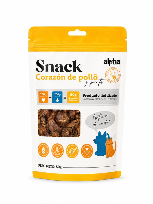 Snack Corazon de Pollo Alpha 50gr