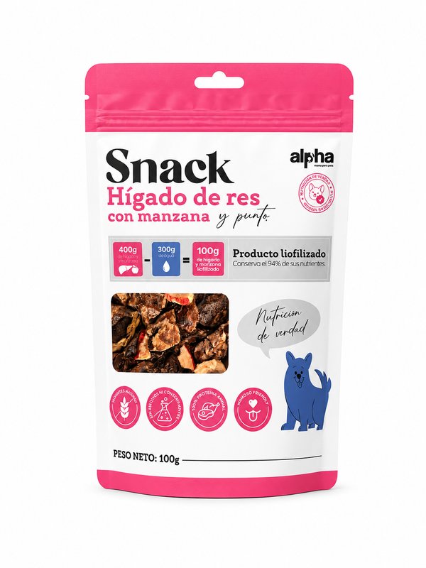 Snack Higado de Res con Manzana Alpha 100gr