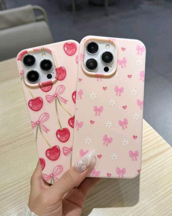 Funda de telefono con estampado de flores y cereza 