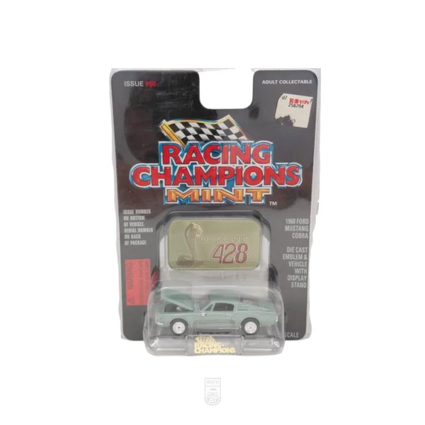 1968 Ford Mustang Cobra - Verde - Racing Champions - Con Plaquita de metal Escala 1:58