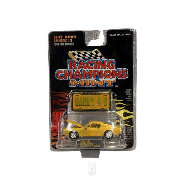 1968 Ford Mustang Cobra - Amarillo - Racing Champions - Con Plaquita de metal Escala 1:58