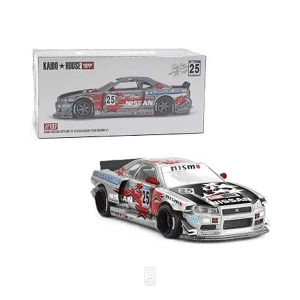 Nissan Skyline GT-R (R34) Kaido Star Racing V1- Silver - Kaido House 1:64