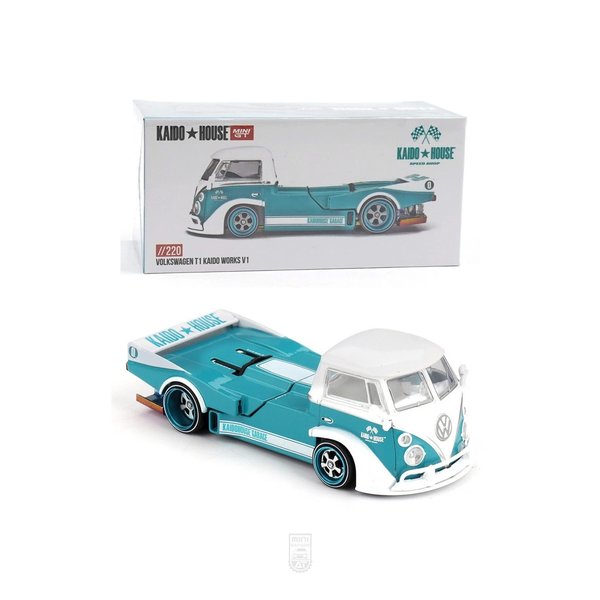 Volkswagen T1 KAIDO WORKS V1 – Turquesa/Blanco - Kaido House 1:64