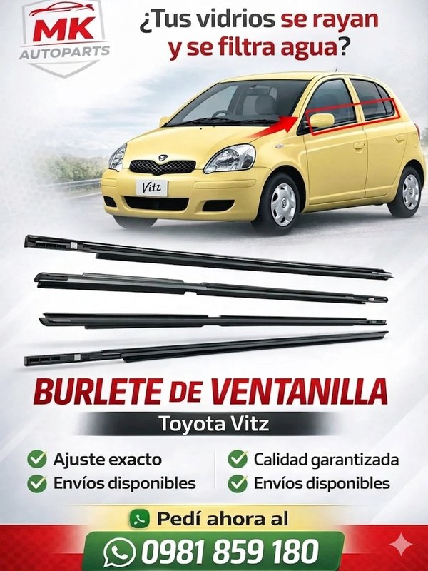 Burlete de puerta/ Media guía Toyota Vitz/Platz 1ra Generación 