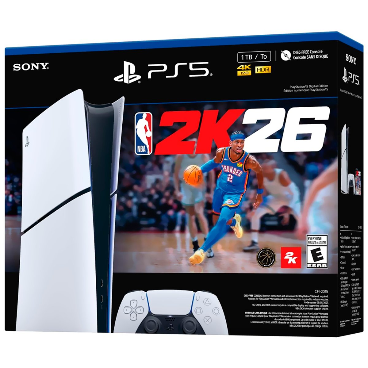 Consola Sony PlayStation 5 Slim CFI-2015 B01X 1TB / Digital Edition / Bivolt - Blanco + Juego NBA 2K26 (Americano) - 2